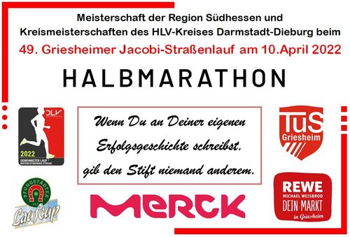 Halbmarathon (Straße) mit Kreis- und Regio-Wertung am 10.04.2022